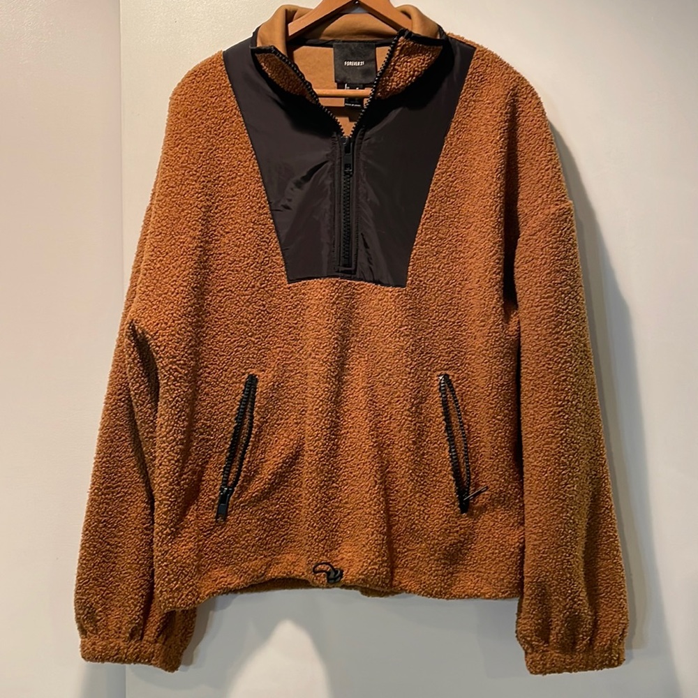 Forever 21  1/4 Zip Faux Fur  Sweatshirt